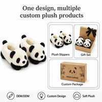 Chaussons personnalisés en peluche Panda en coton PP, doux et anti-stress, pour la promotion de marque, faible MOQ, OEM