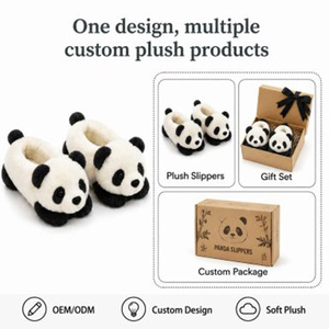 Pantuflas de Peluche Personalizadas de <span class=keywords><strong>Panda</strong></span> de Algodón PP, Zapatillas Suaves de Animales de Peluche para Aliviar el Estrés, Ideales para Promoción de Marca, Bajo MOQ, OEM - Product Image 2