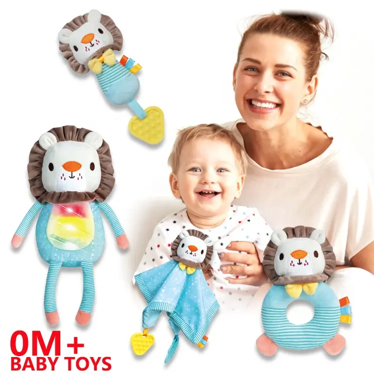 Cute lion animal baby toys custom stuffed animals plush help sleep kids toys 2023 baby toy set