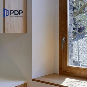 Fenêtres en bois insonorisées attrayantes avec couvercles en aluminium en verre trempé pour appartement villa cuisine entrée sous-sol hôtel - Product Image 1