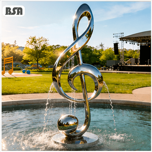 Escultura de Fuente Musical de Acero Inoxidable Pulido Espejo Tamaño <span class=keywords><strong>Real</strong></span> BSA, Fuente de Agua Musical para Parques Musicales y Patios - Product Image 1