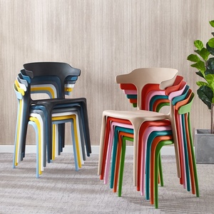 Sillas apilables de plástico para el hogar, muebles de comedor <span class=keywords><strong>baratos</strong></span>, color blanco, Pp, café, restaurante - Product Image 1