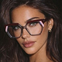 Nouvelles lunettes à monture polygonale, verres anti-lumière bleue, lunettes de mode, lunettes anti-lumière bleue pour femmes