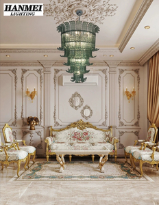 <span class=keywords><strong>Lustre</strong></span> en verre d'art de feuille de <span class=keywords><strong>palmier</strong></span> minimaliste de style français avec LED blanche chaude à hauteur réglable pour le salon, la salle à manger et l'hôtel - Product Image 3