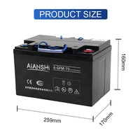 Batterie AGM 12V 75Ah à décharge profonde, sans entretien, pour transpalette électrique, gerbeur, autolaveuse 259x170x160mm