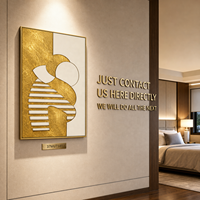 Art mural 3D multicouche abstrait avec silhouette rayée en étreinte, cadre doré, art de luxe pour hôtels, galeries, couloirs, personnalisable en gros