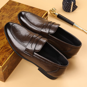 Mocassins en cuir noir pour hommes, chaussures habillées à enfiler, pour le bureau et la carrière, semelle souple et respirante, pour jeunes de 18 à 40 ans - Product Image 2