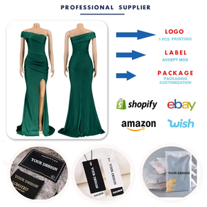 AL232 Best-selling Long Gown Evening <strong>Dress</strong> Slanted <strong>Collar</strong> Slit Ruched Elegant Party Gowns for <strong>Women</strong> Evening <strong>Dresses</strong> - Product Image 3
