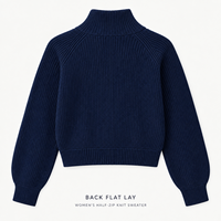 Pull en maille côtelée court pour femme, col montant, manches raglan longues, demi-zip, idéal pour un look décontracté au quotidien