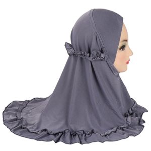 Hijab instantáneo de color sólido con borde floral <span class=keywords><strong>para</strong></span> niños musulmanes, Hijab listo <span class=keywords><strong>para</strong></span> usar <span class=keywords><strong>para</strong></span> <span class=keywords><strong>niñas</strong></span> pequeñas de Malasia - Product Image 4