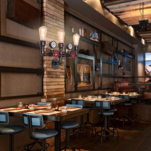 אדים פאנק לופט אור תעשייתי ברזל בציר מתכת מים צינור קיר עבור בר/קפה/סלון - Product Image 6