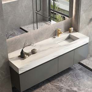 Muebles de Baño Modernos de Lujo con Doble Lavabo de Cerámica Montado en la Pared, Estilo Nuevo y Elegante - Product Image 5