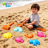 WANNA FUN Jeux de plage écologiques multicolores pour enfants, jouets de plage en plastique d'été, ensemble seau et pelle, jouet de plage en bord de mer