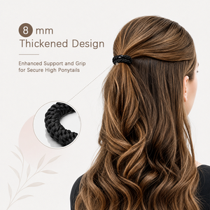 Vente en gros d'élastiques à cheveux tissés colorés avec une bande élastique résistante pour femmes et filles, pour queue de cheval et coiffure quotidienne - Product Image 5
