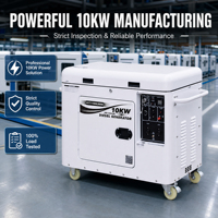 Groupe électrogène diesel silencieux 10 kW, refroidi par air, démarrage électrique, réservoir de carburant 25 L, pour usage commercial mondial