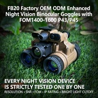 Binoculares de Visión Nocturna QCNV FB20 Fusion con Lente Objetivo IIT Tube GEN2+, Soporte para Casco, OEM/ODM, Gafas de Visión Nocturna para Caza