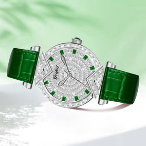Montre mécanique de luxe pour femme avec logo personnalisé, incrustation de diamants, mouvement japonais NH05, étanche 50M, bracelet en cuir de vachette, montre pour femme - Product Image 6