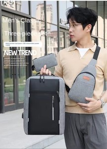 Promocional 3 <span class=keywords><strong>en</strong></span> 1 Laptop Mochilas Computadora impermeable de gran capacidad 3 piezas Set para hombres Viajes Bolsas al aire libre Oficina Poliéster - Product Image 4
