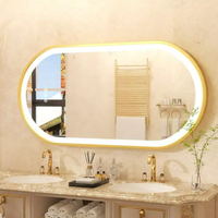 Miroir intelligent LED argenté pour salle de bain avec éclairage réglable, étanche, design moderne