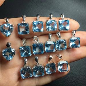 Penjualan laris liontin <span class=keywords><strong>Topaz</strong></span> biru alami Swiss 925 bertatahkan perak Tubuh Murni potongan Milenium Perhiasan liontin biru laut dalam - Product Image 6