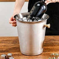 Ember Es Stainless Steel Tahan Lama, Anti Karat, untuk Pesta, Bar Rumah, Bak Minuman Modern, Pendingin Anggur