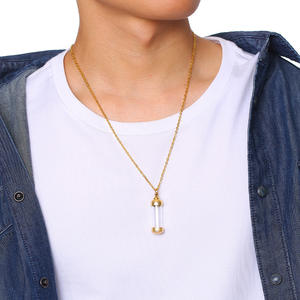 Trendy Roestvrijstalen Parfumfles Hanger Ketting Open Massief Vergulde Glazen Lange Buisvorm Voor Cadeau-Gelegenheden - Product Image 3