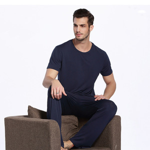 Set di <span class=keywords><strong>pigiama</strong></span> estivo da <span class=keywords><strong>uomo</strong></span> in fibra di bambù all'ingrosso della fabbrica pantaloni lunghi larghi larghi a <span class=keywords><strong>maniche</strong></span> <span class=keywords><strong>corte</strong></span> traspiranti per la casa - Product Image 1