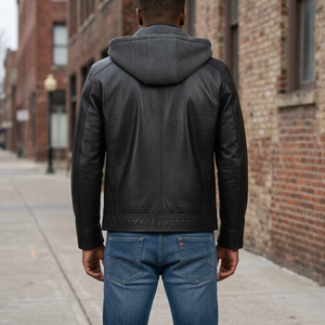 Chaqueta de Motociclista con Capucha Negra para Hombre Urban Legend Leathertex, Resistente al Viento y de Secado Rápido - Product Image 3
