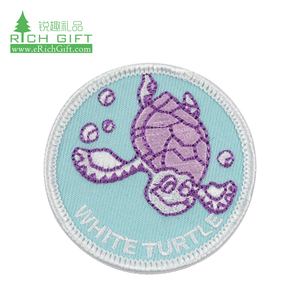 Custom White Turtle Embroidered <strong>Badge</strong> Flower-Shaped <strong>Badges</strong> with Lace Decoration Personalized Logo Patches for Clothing - Product Image 4