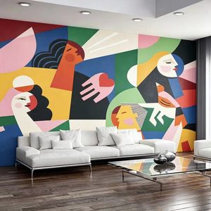 Mural de pared con textura de <span class=keywords><strong>cubismo</strong></span>, terciopelo y satén, estilo naturaleza muerta, bloques de color, arte moderno para sala de estar, entrada, personalizado - Product Image 4