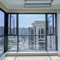 Ventana francesa personalizable de alta calidad, doble vidrio individual, aleación de aluminio, estilo abatible con función a prueba de viento