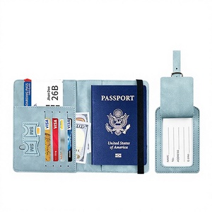 Porta Pasaportes de Cuero PU de Color Puro en Oferta, con Etiqueta para Equipaje, Logotipo Personalizado, Correa Elástica - Product Image 2