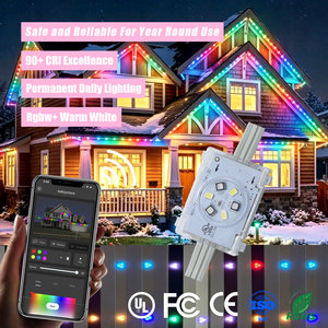 Éclairage de Noël extérieur permanent à changement de couleur 48V RGBW, contrôleur intelligent Wifi adressable, étanche IP68, lumière ponctuelle RGBIC - Product Image 1