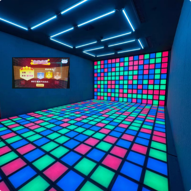 Interactive LED Square Floor Tile Light Indoor Sensor Footstep Music Leaping Grid Game Manufactured Interactive Sensor Footstep
