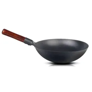 Cast Iron Induction Wok Pan Fry Pan Cast Iron Home Cooking With Handles Cookware Woks Carbon Steel Chinese Wok Pan
