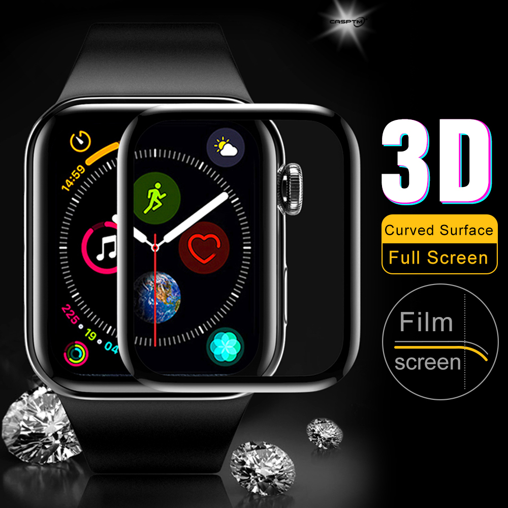 Закаленное 3d-стекло с изогнутыми краями для Apple Watch, Защитная пленка для экрана часов, Защитная пленка для iWatch 4/5/6/SE