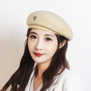Heart Shape Beret For Women Black Woolen Warm Autumn Winter Hat Spring Fall Fashion Female - Product Image 2