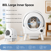 CE FCC RoHS OEM ODM 80L XXL Kotak Pasir Kucing WiFi Tertutup Penuh untuk Kucing dengan Tempat Sampah Tertutup, Kontrol Bau, Peringatan Status Abnormal