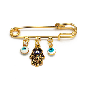 Broches Mão de Fátima, Alfinetes de Colar Hamsa, Amuletos Olho Grego e Olho Azul, Alfinetes de Bebê para Casamento e Noivado - Product Image 6