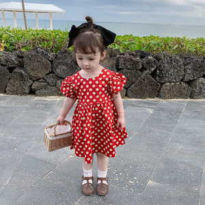 Ropa para Niñas Pequeñas, Vestido de Niña de las Flores para Bebés Recién Nacidos con Puntos de Polka de China - Product Image 1