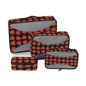 Juego de Organizadores de Equipaje de Viaje con Estampado de Anturio Rojo Hawaiano, en Poliéster, con Paneles de Malla, Personalizables - Product Image 1