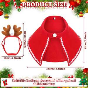 Christmas Outfit Reindeer Hat and Cape Lawn Porch Clothes Xmas Plastic Goose Costume for Outdoor Art Decoration - Product Image 2
