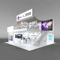 Stand d'exposition personnalisé à double étage 30x30, stand de salon professionnel à deux niveaux, design de stand de salon professionnel, présentoir de stand de salon professionnel