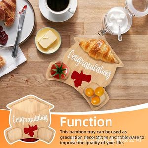 Wooden <b>Snack</b> <b>Tray</b> With Compartments Graduation Theme Serving Platter For Home Use Party Tableware Storage - Product Image 3