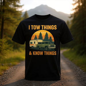 T-shirt I Tow Things And Know Things à col rond et manches courtes pour hommes adultes, cadeau promotionnel - Product Image 3