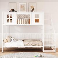 Lit superposé moderne en métal réglable, lit combiné à deux étages avec bureau pour petit appartement, mobilier de chambre à coucher, assemblage facile, 1 an