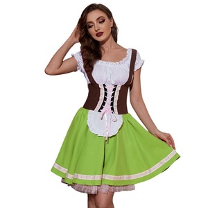 Vestido Tradicional Alemán para Oktoberfest, Estilo Dirndl, Color Verde, Disfraz para Mujer Adulta, Falda de Estilo Étnico Tradicional - Product Image 4