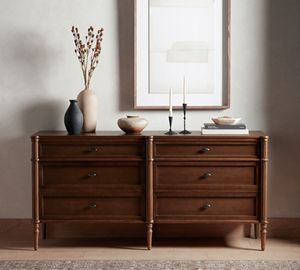 Comò a 6 cassetti in rovere massello, stile francese, nero, per camera da letto, con funzioni di archiviazione - Product Image 1