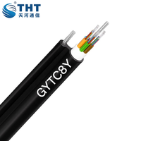 Kabel Optik Metalik GYTC8Y Tipe Figure-8 dengan Anggota Penguat Baja, Tanpa Lapisan Armor, untuk Jaringan Telekomunikasi Udara, Sistem Penyangga Sendiri