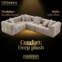 Canapé modulaire en forme de L gris clair, capitonné en tissu, canapé d'angle compressé sous vide pour salon